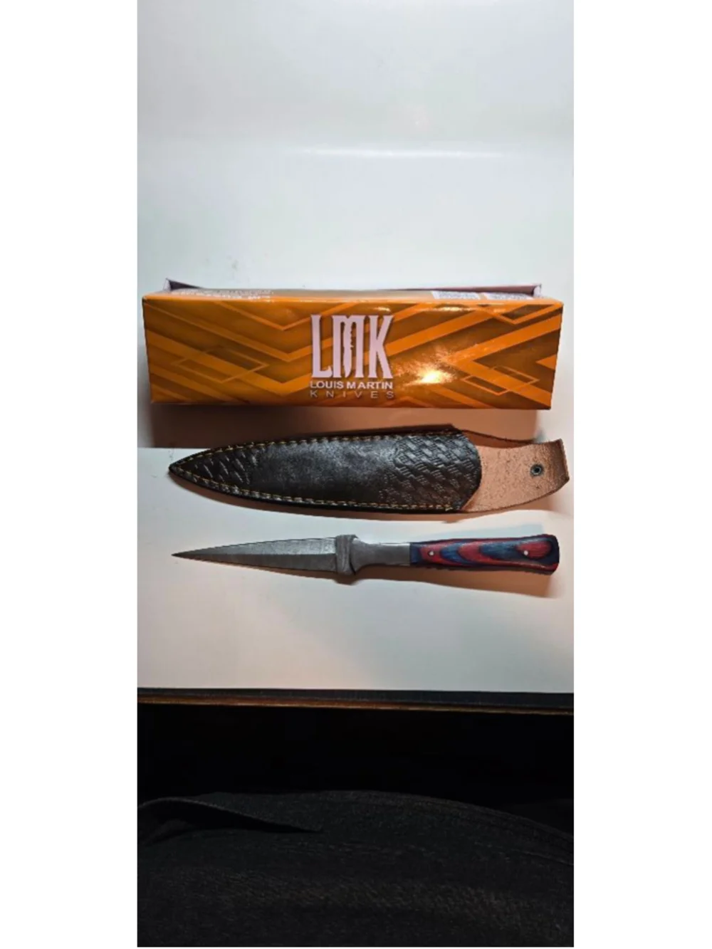 Custom Handmad Louis Martin Damascus Layered Knife Dagger w/ Sheath Double edge